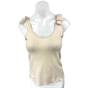 MNG Mango Women's Beige Tan Bow Strap Scoop Neck Cami Camisole Tank Top Size S